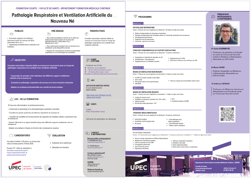 formation courte ventilation nouveau né
